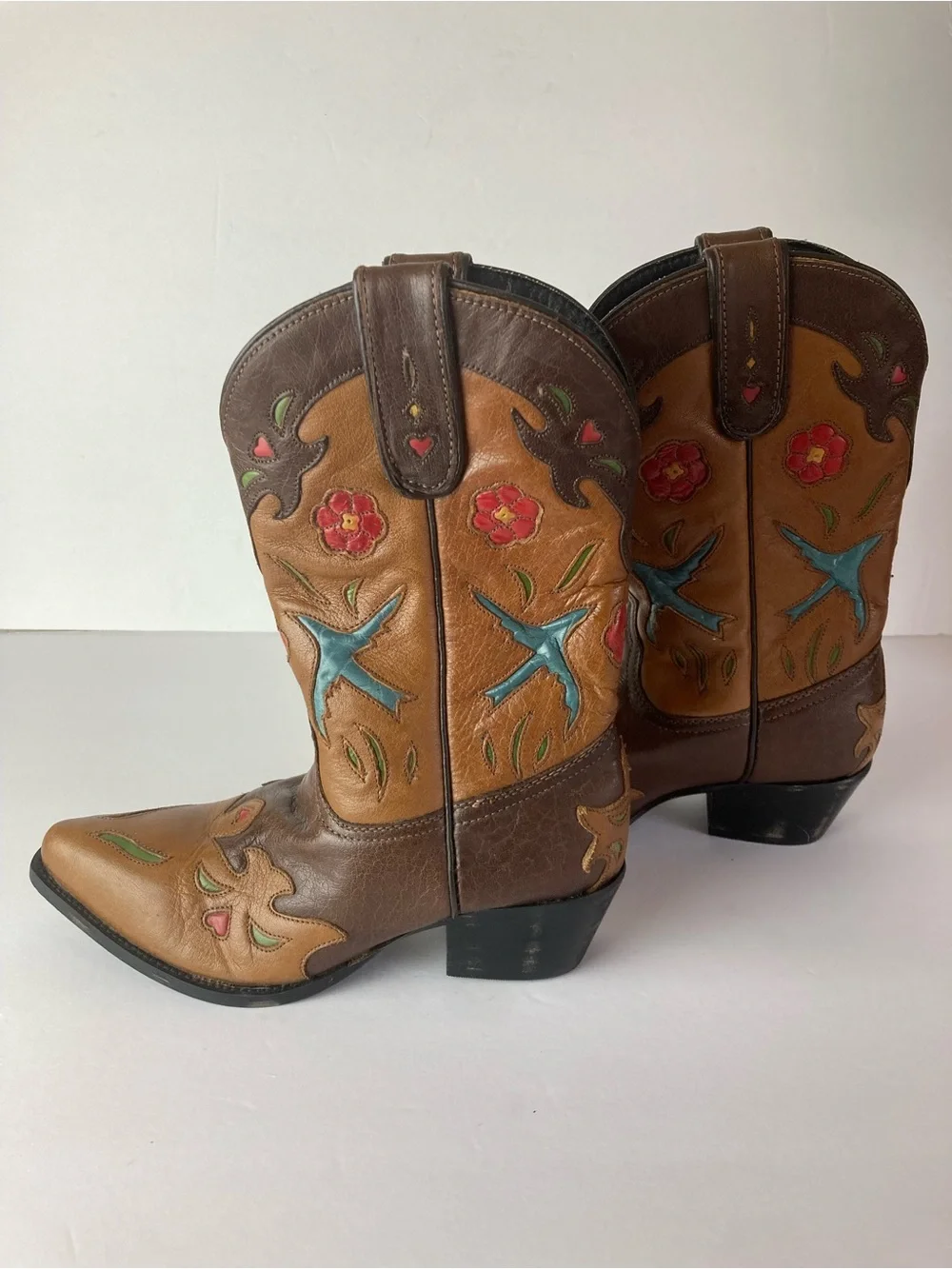 Dan Post New Bluebird Brown Leather Cowboy Boots  Big  Girl Size 4
